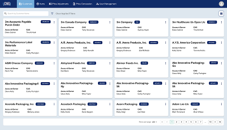 Pricing tool Customers Dashboard