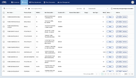 Pricing tool Items Record Console