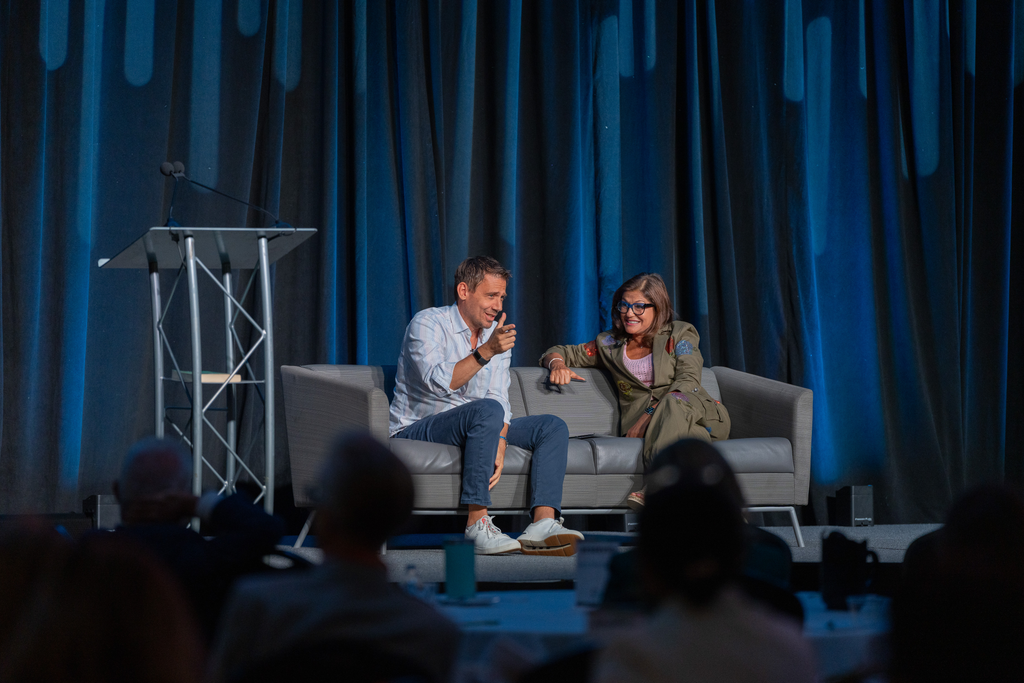 Calibo CEO Scott Sandschafer speaks during an MCWT fireside chat on technology leadership and innovation.