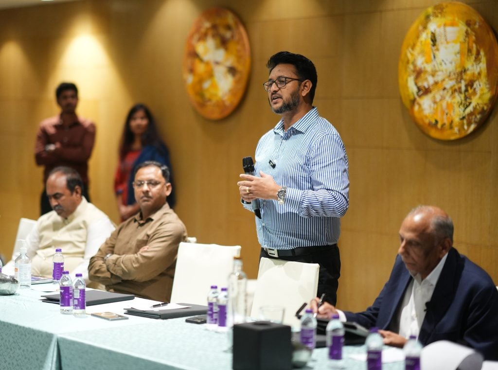 Aurobindo Sahoo, Head of Calibo AI Academy, speaking at Calibo’s Industry-Academia Leadership Roundtable in Visakhapatnam on preparing engineering students for an AI-driven future.